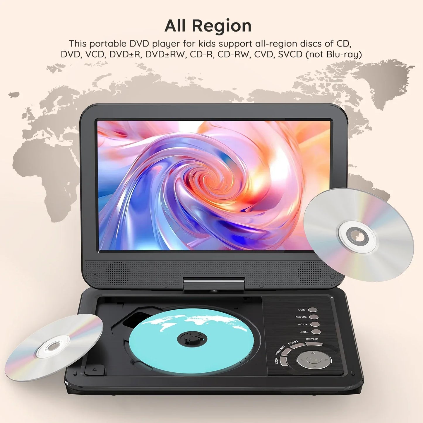 BOIFUN 12.5" Portable DVD Player with 10.5" Swivel HD Screen for Car and Kids 2Pack