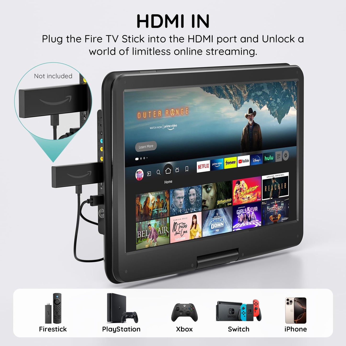 BOIFUN 15.6" Portable DVD/TV Player Combo with Antenna