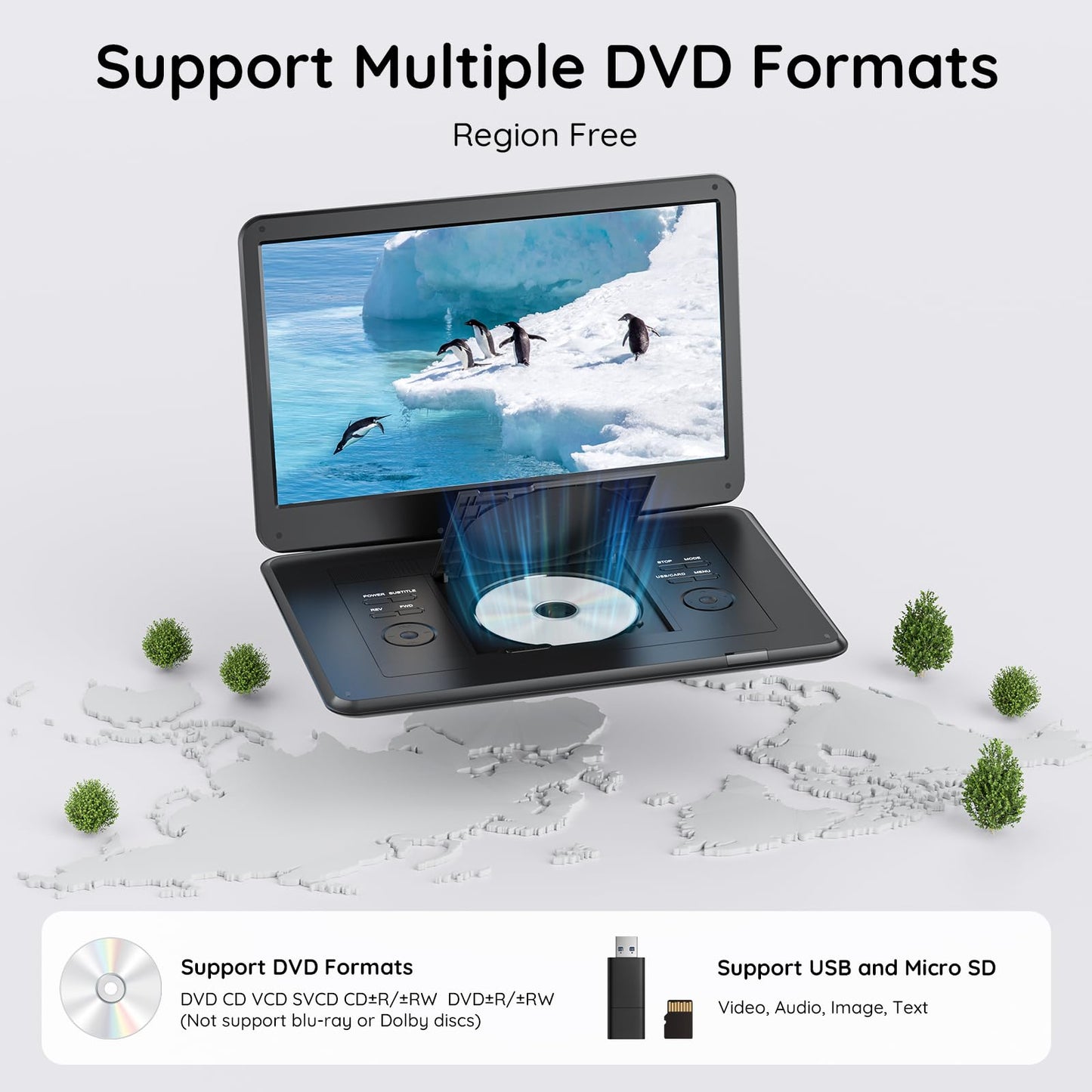 BOIFUN 15.6" Portable DVD/TV Player Combo with Antenna