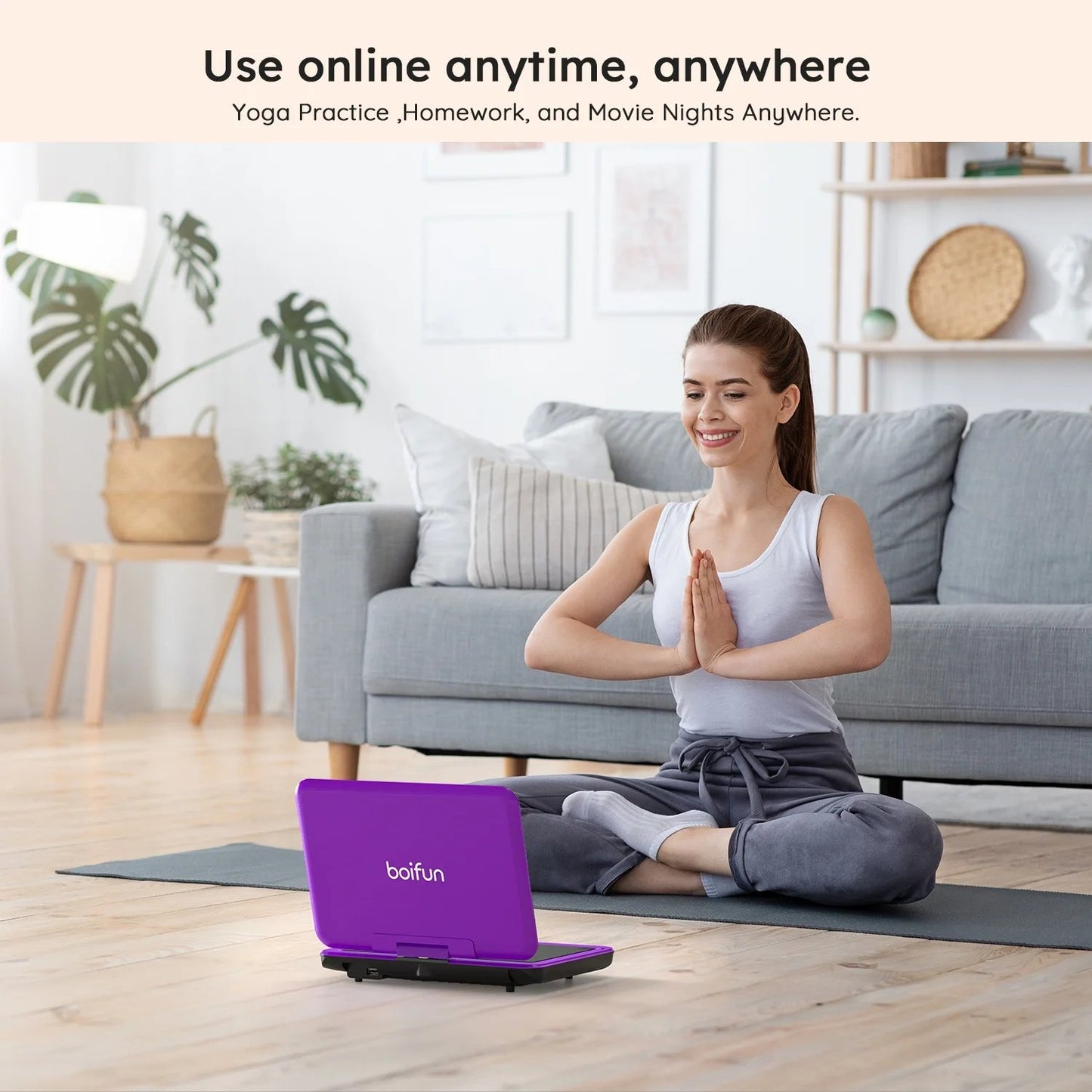 BOIFUN 12.5" Portable DVD Player with 10.5" Swivel HD Screen for Car and Kids 2Pack - purple