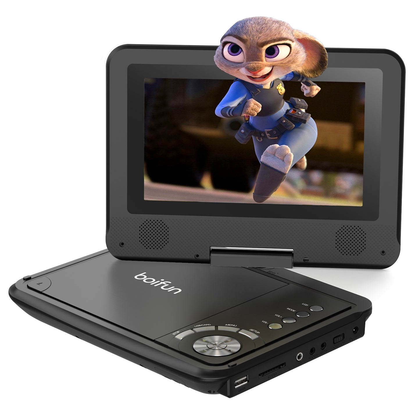 BOIFUN 9.5'' Portable DVD Player for Kids, 7.5'' Swivel Screen BFN-072 Black