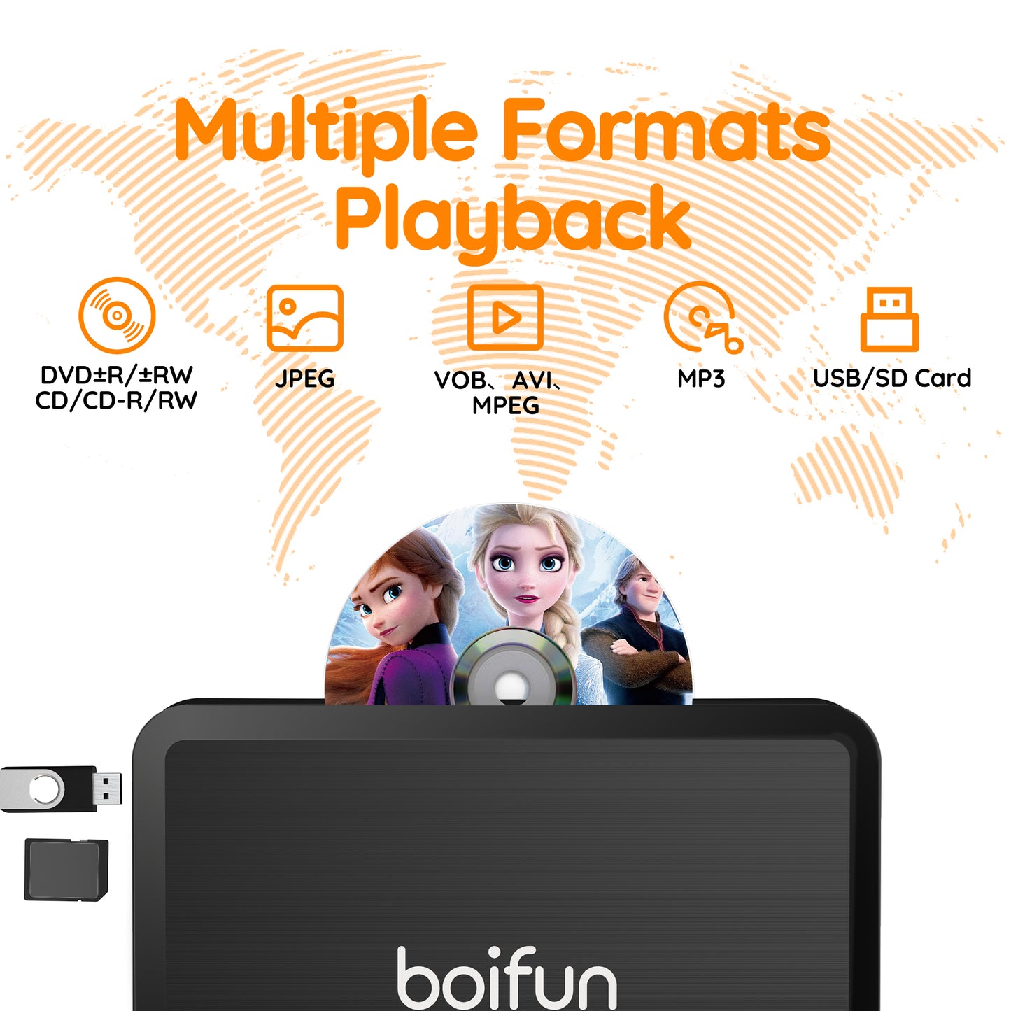 BOIFUN 9.5'' Portable DVD Player for Kids, 7.5'' Swivel Screen BFN-072 Black