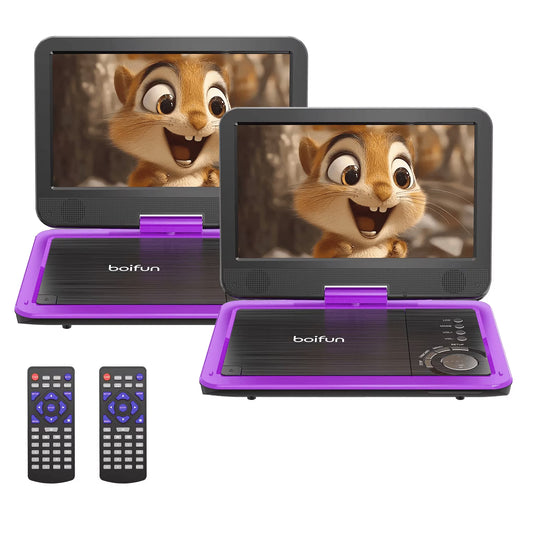 BOIFUN 12.5" Portable DVD Player with 10.5" Swivel HD Screen for Car and Kids 2Pack - purple