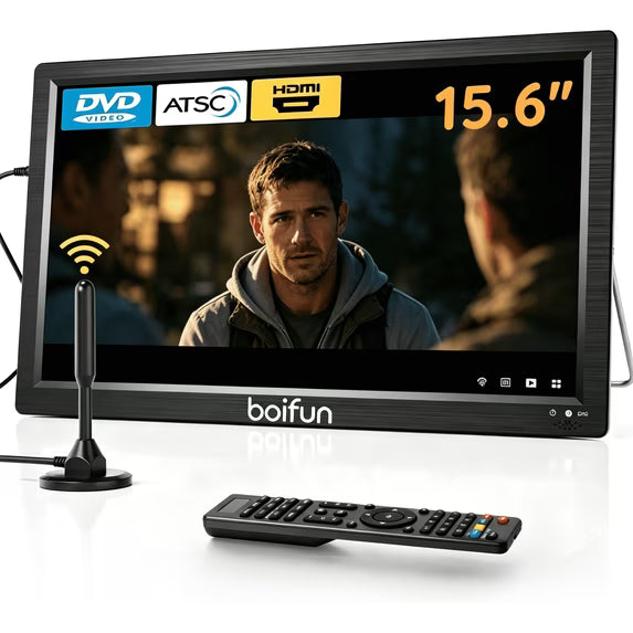 Boifun 15.6" Portable TV/DVD Player with Antenna & FM Radio BFN-163